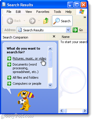 Windows XP paplašinātā meklēšana