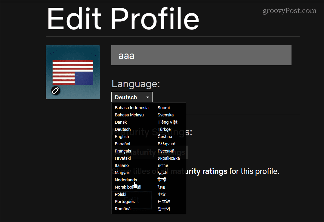 Rediģēt profilu valodu
