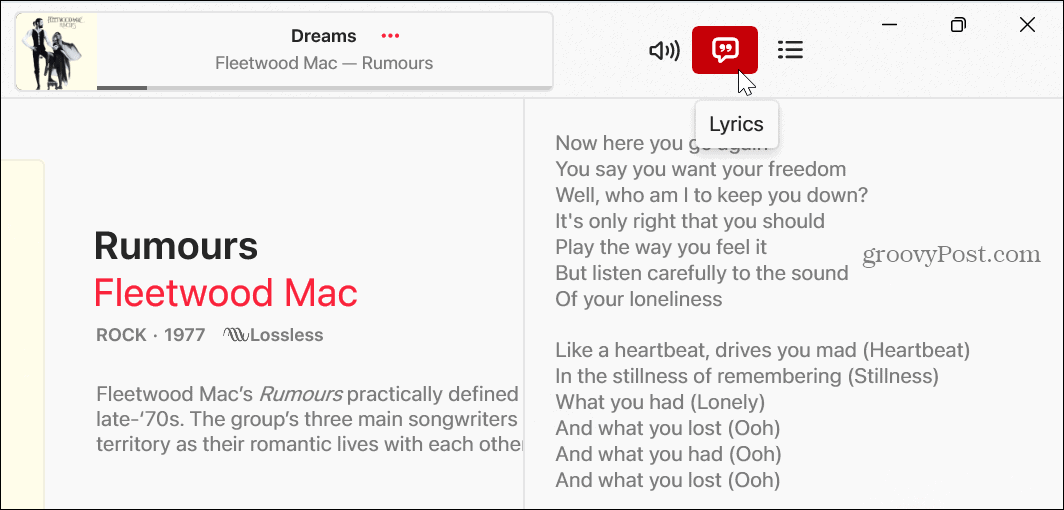 Kā skatīt dziesmu vārdus pakalpojumā Apple Music