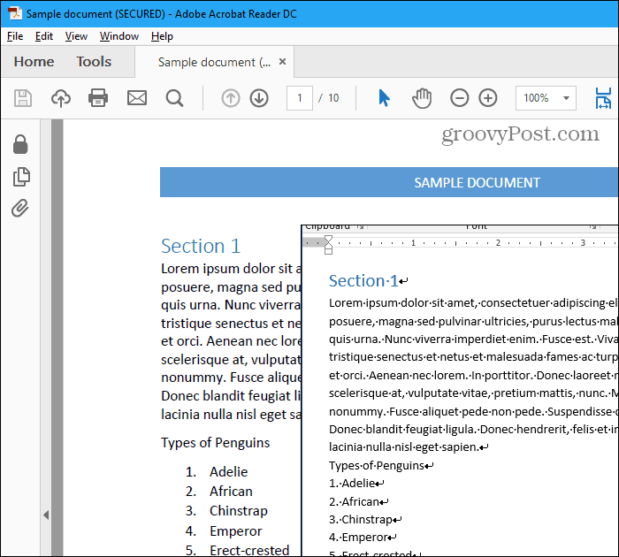PDF fails un Word fails