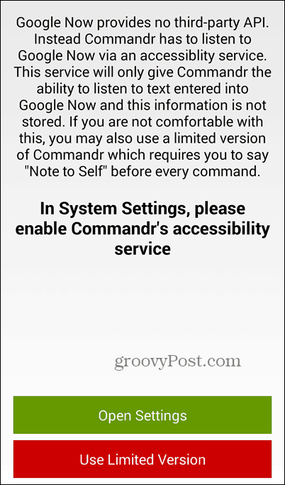 Izmantojiet pakalpojumu Google tagad un Commandr, lai ieslēgtu un izslēgtu funkcijas