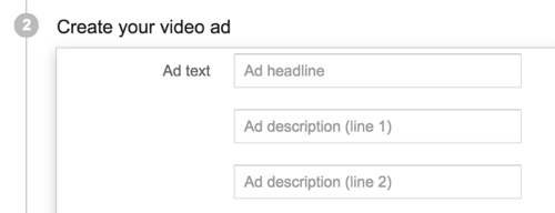 Pievienojiet savas YouTube reklāmas kopiju.