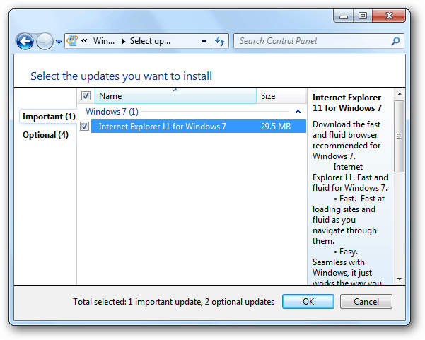 IE 11 Windows atjaunināšana