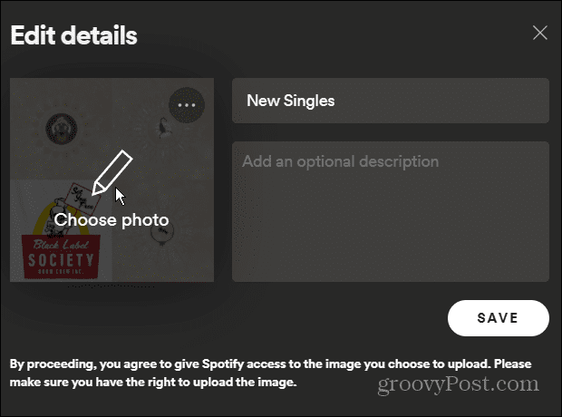 spotify izvēlieties fotoattēlu