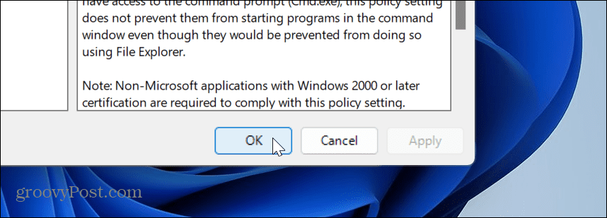atspējojiet PowerShell operētājsistēmā Windows 11