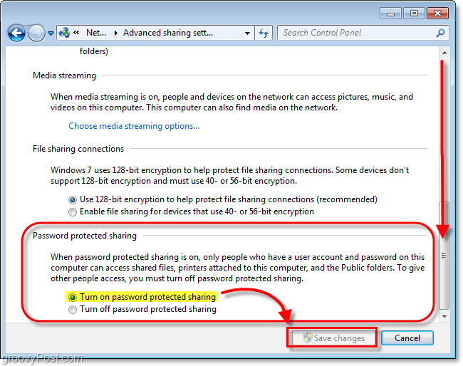 iespējot Windows 7 lokāli koplietoto failu aizsardzību ar paroli