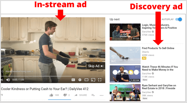 Klipā ievietotu un atklātu AdWords reklāmu piemēri vietnē YouTube.