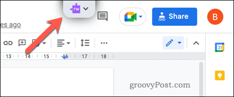 Google dokumentos pieskarieties lasīšanas un rakstīšanas ikonai