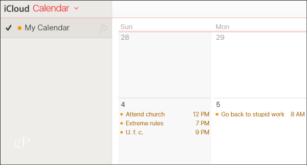 iCloud kalendārs
