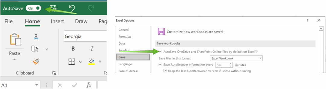 Saglabājiet Excel failus programmā OneDrive Microsoft Excel automātiskā saglabāšana