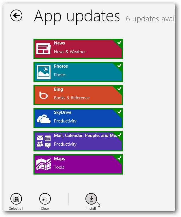 Windows 8 lietotņu atjauninājumi