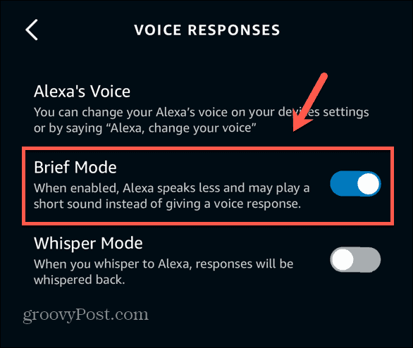 Alexa lietotnes īsais režīms ir ieslēgts