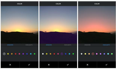 Instagram krāsu un izbalēšanas rīki