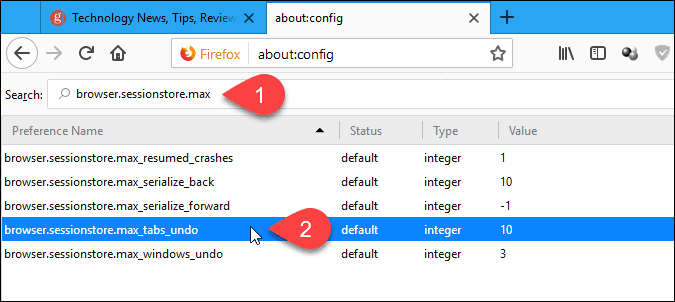 Veiciet dubultklikšķi uz max_tabs_undo