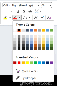 Powerpoint izvēlieties fonta krāsu