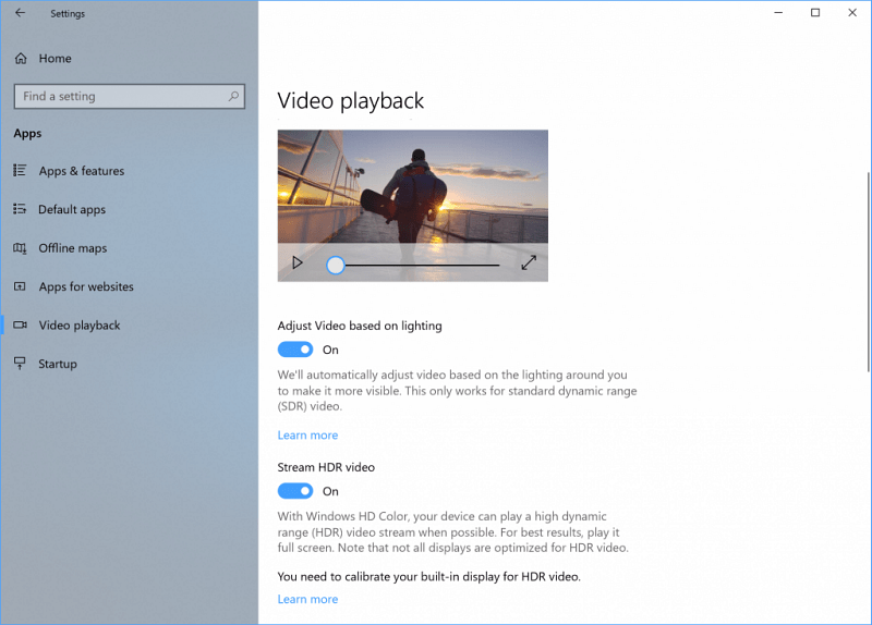 HDR video atskaņošana Windows 10