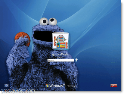 Windows 7 ar manas iecienītākās sezama ielas Cookie Monster fona