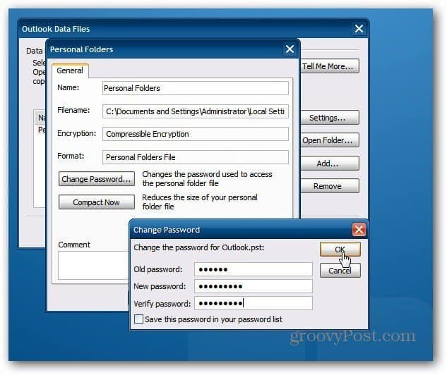 Kā aizsargāt ar paroli Outlook PST failu