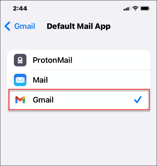 noklusējuma e-pasta lietotnes iPhone