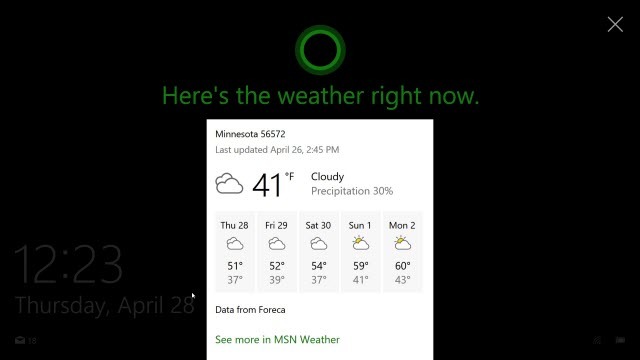 Cortana bloķēšanas ekrāns