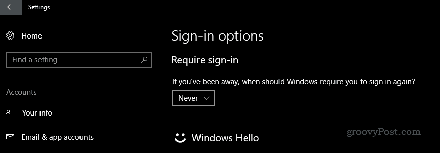 Kā atspējot pierakstīšanās ekrānu, kad jūs modināt savu Windows 10 ierīci