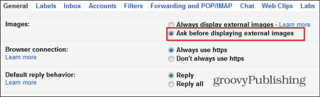 Kā atspējot Gmail automātisko attēlu ielādi