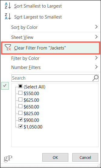 Notīrīt filtrus programmā Excel