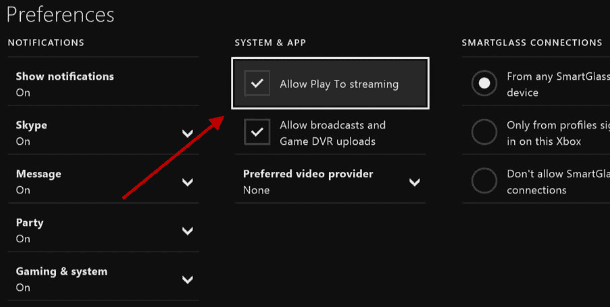 Xbox One preferences