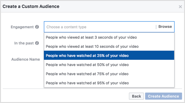 Facebook pielāgota auditorija, pamatojoties uz video skatījumiem