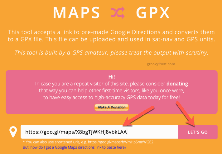 GPX faila izveidošana, izmantojot MapstoGPX
