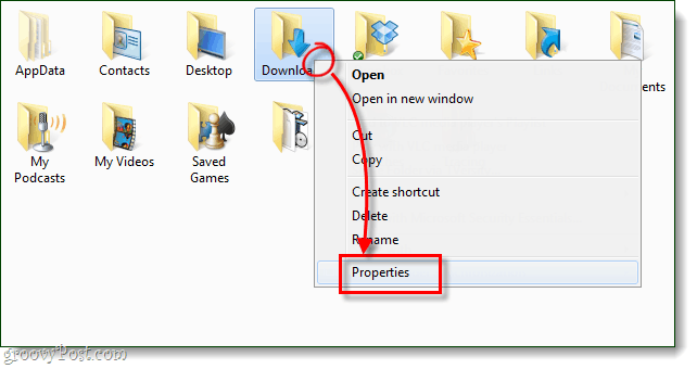 Windows mapes rekvizīti lejupielādēšanai