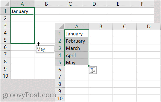Excel automātiskās aizpildīšanas mēneši