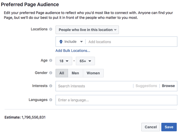 Definējiet vēlamo auditoriju, lai palīdzētu Facebook saprast, ar ko vēlaties sasniegt ar savām ziņām.