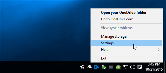 OneDrive iestatījumi Windows 10