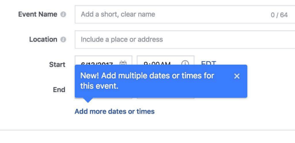 Tagad Facebook ļauj organizatoriem Facebook notikumiem pievienot vairākas reizes un datumus.