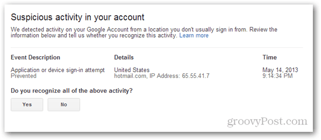 gmail aizdomīgas darbības jūsu kontā