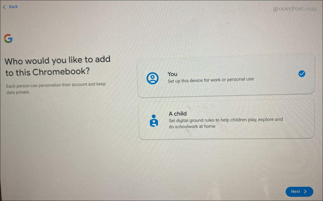 Pievienojiet lietotāju Chromebook datorā
