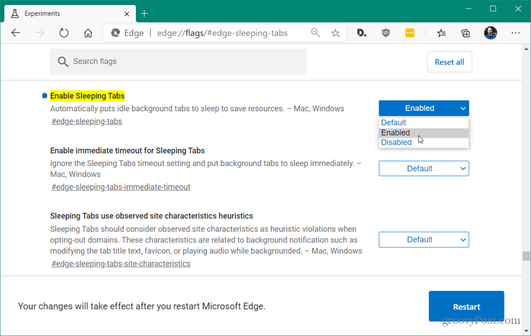 Kā iespējot miega cilnes programmā Microsoft Edge