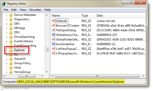 Windows 7 reģistrā atrodiet reģistrācijas atslēgu, kas attiecas uz pašreizējo pārlūka versiju