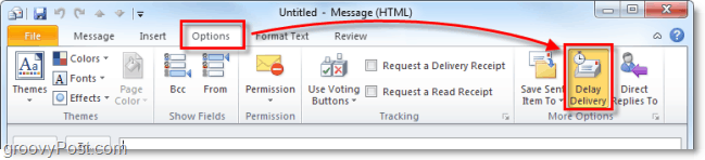 Outlook 2010 aizkavēšanas piegādes poga