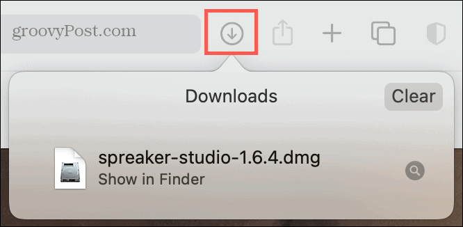 Rādīt lejupielādes Safari vietnē MacOS