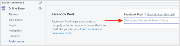 Ielīmējiet savu Facebook Pixel ID vietnē Shopify.