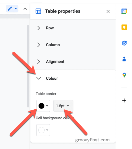 Iestatiet tabulas apmales rekvizītus pakalpojumā Google dokumenti