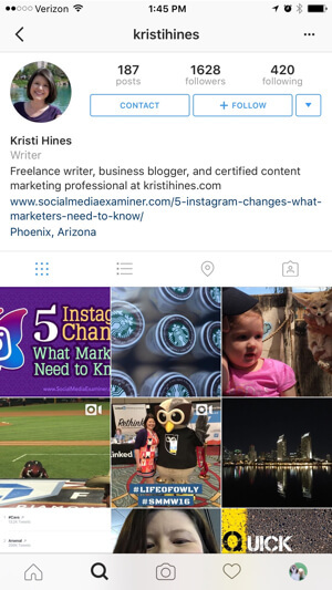 instagram biznesa profila piemērs