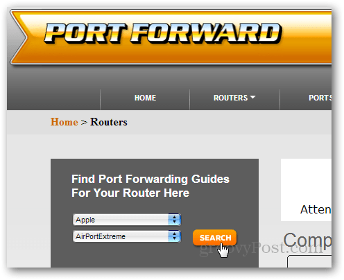 maršrutētāja ceļveža atrašana vietnē portforward.com