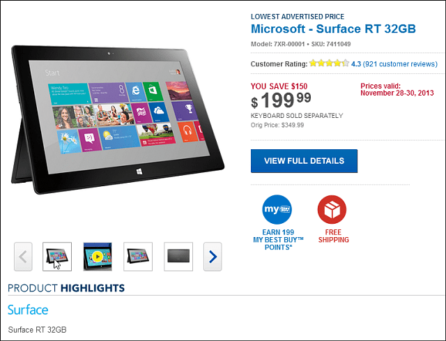 Vislabākais melnās piektdienas darījums: Microsoft Surface RT 32GB 199 ASV dolāri