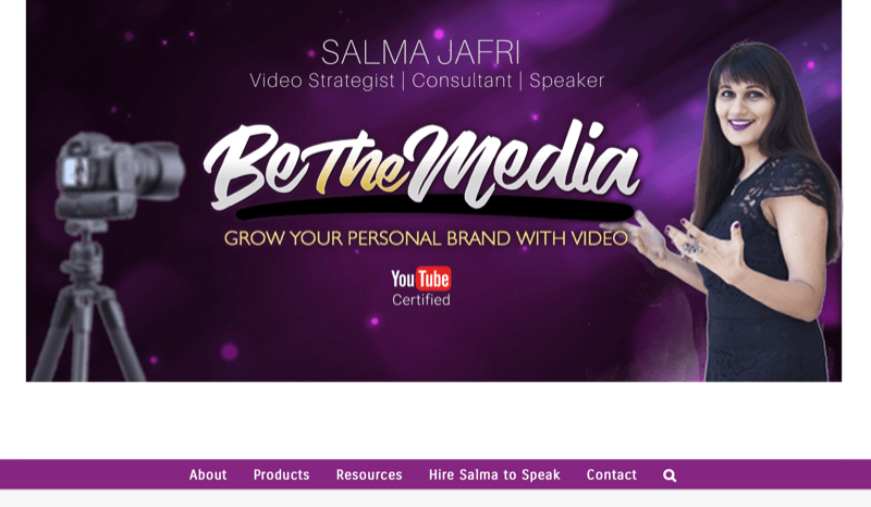 Salma jafri vietnes ekrānuzņēmums, atzīmējot, ka viņa ir mediju zīmols