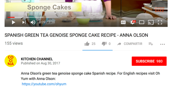 Cocina novirza angliski runājošās auditorijas uz citu YouTube ēdiena gatavošanas kanālu.