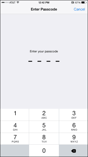 Ievadiet piekļuves kodu - pievienojiet pirksta nospiedumu Touch ID