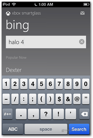 SmartGlass Bing meklēšana iOS